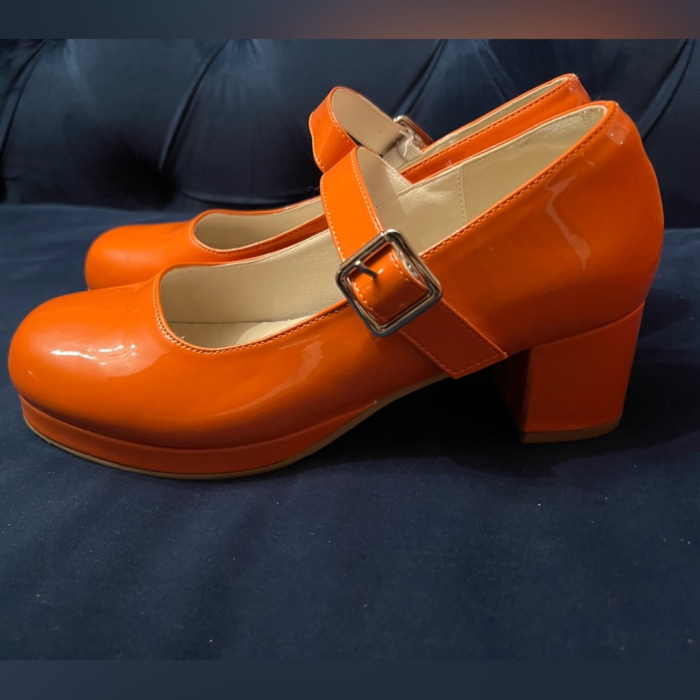 Beautiful orange chunky heels